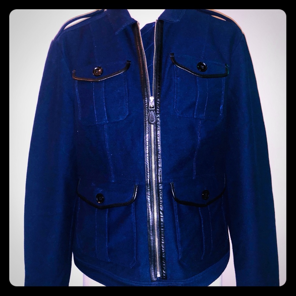 BURBERRY BRIT NAVY/PLAID WOMENS BLAZER JACKET/COAT